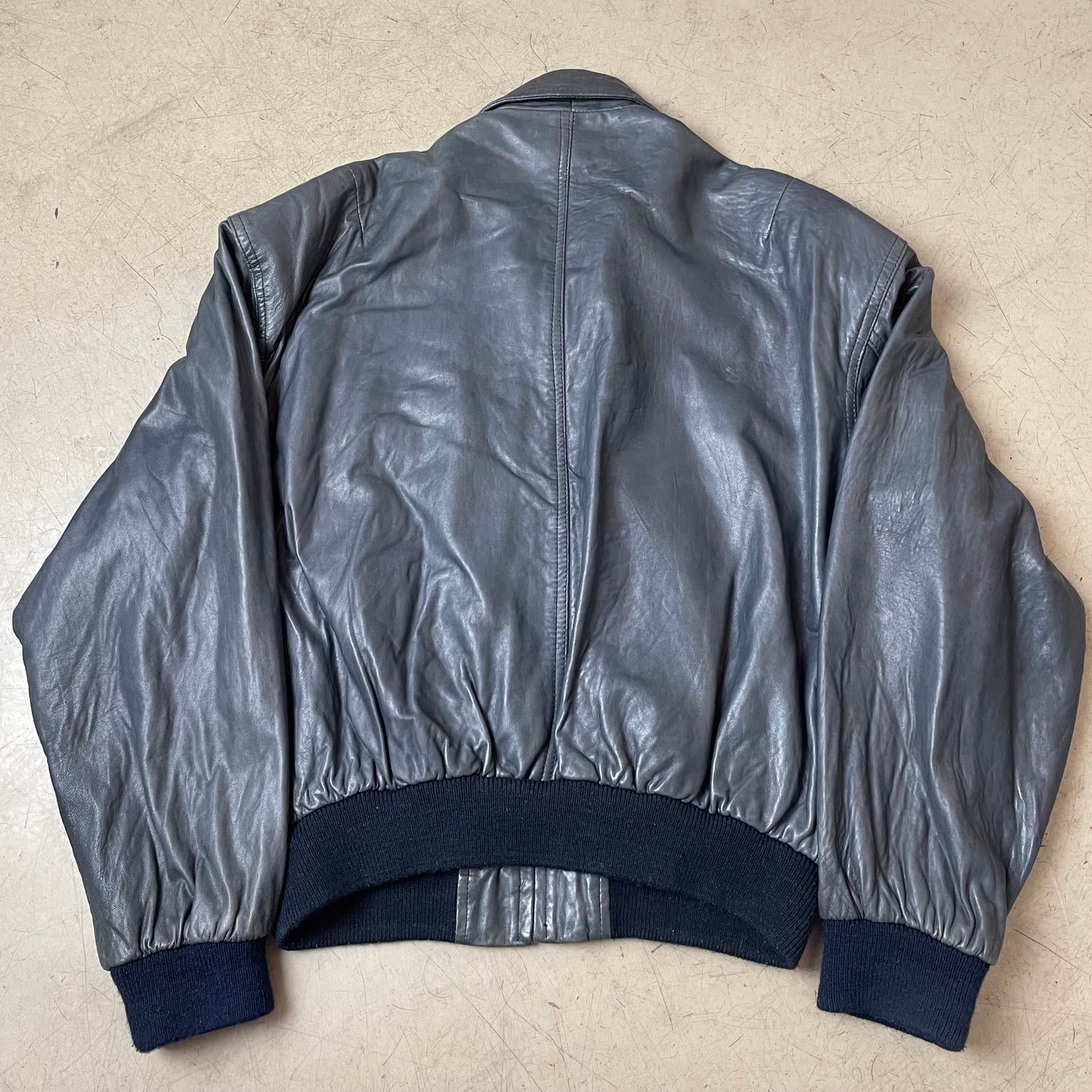 (L-XL) Vintage Bomber Lederjacke schwarz