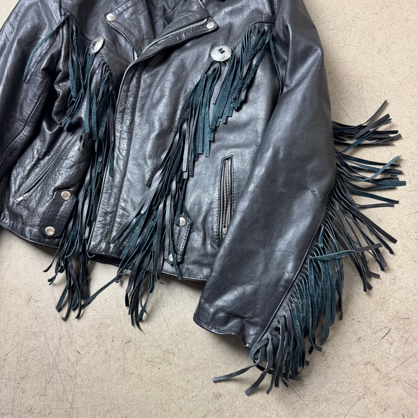 (L-XL) Western Biker Lederjacke schwarz