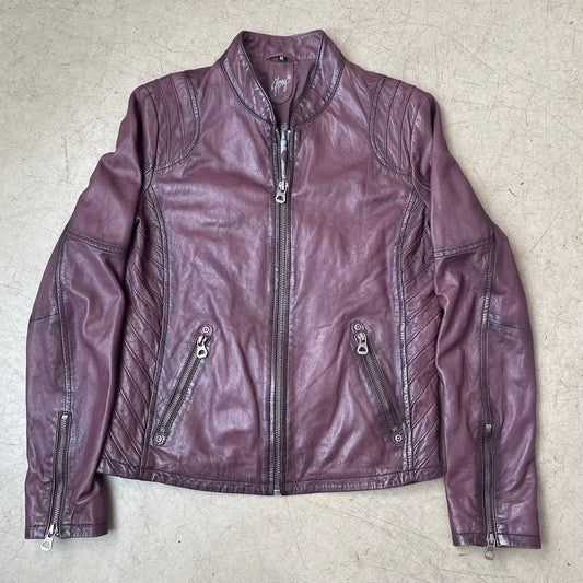 (M) Gipsy Racing Lederjacke Aubergine lila Damen Wmn