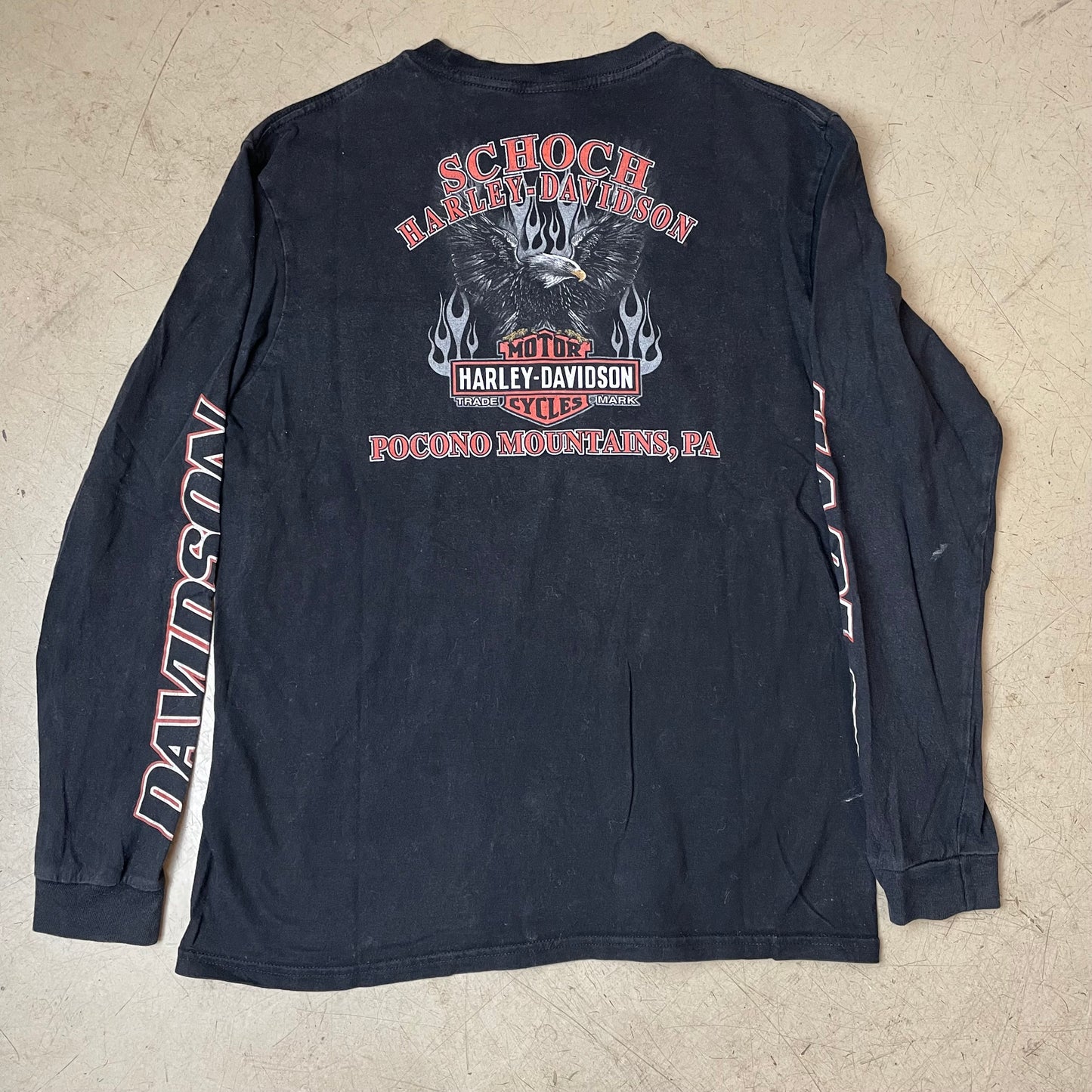 (L) 2012 Harley Davidson Longsleeve schwarz Eagle Flames Pocono
