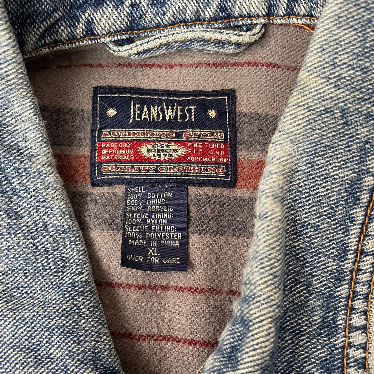 (XL) Vintage Jeanswest Jeansjacke gefüttert Denim hellblau