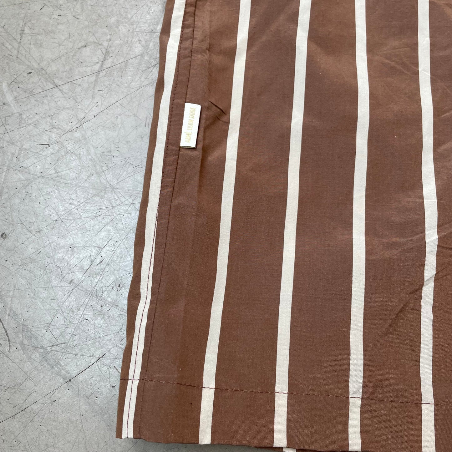 (L) Aime Leon Dore Kurzarm Hemd Shirt gestreift braun weiß