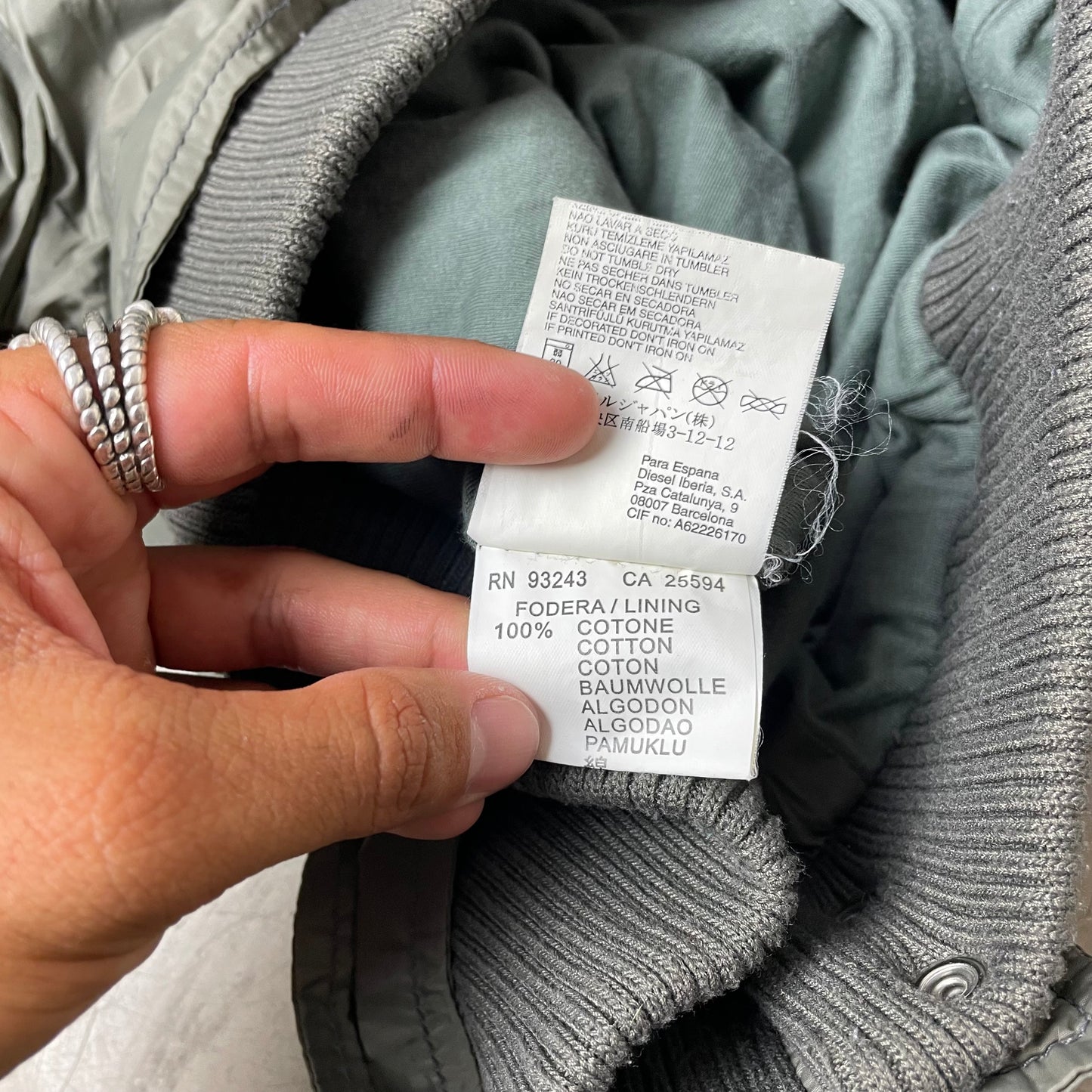 (M) 2000s Diesel Wmn Y2K Jacket grau stitched Motive