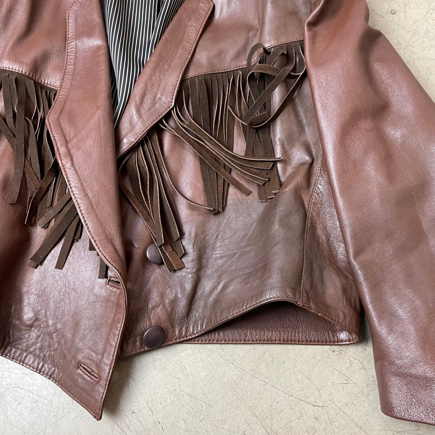 (S-M) Vintage Wmn Western Lederjacke Cowboy braun