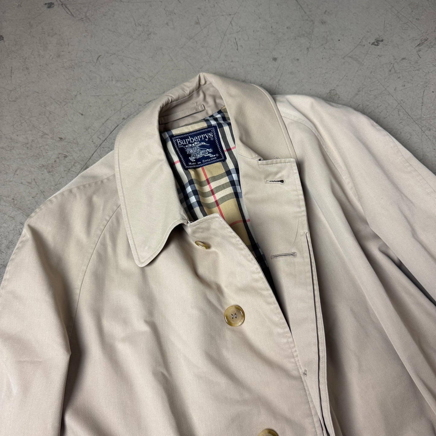 (L) Vintage Burberry Trench Coat Mantel beige creme