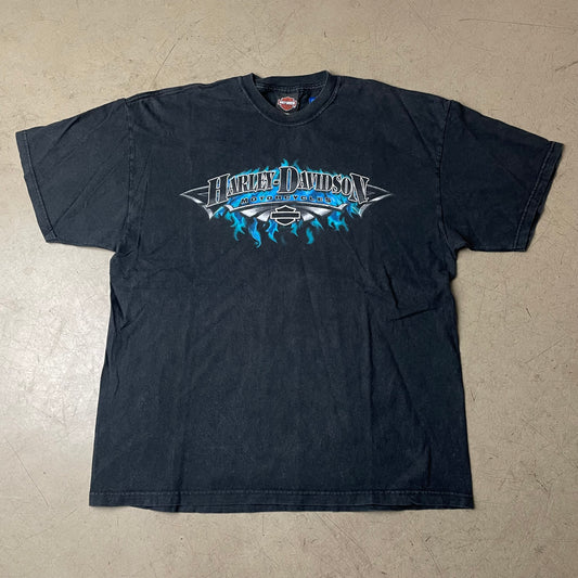 (XL) 2003 Harley Davidson Maine Tshirt schwarz Blue Flames