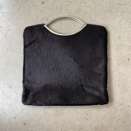 Vintage Cow Hide Kuhfell Handtasche Bag Leder schwarz