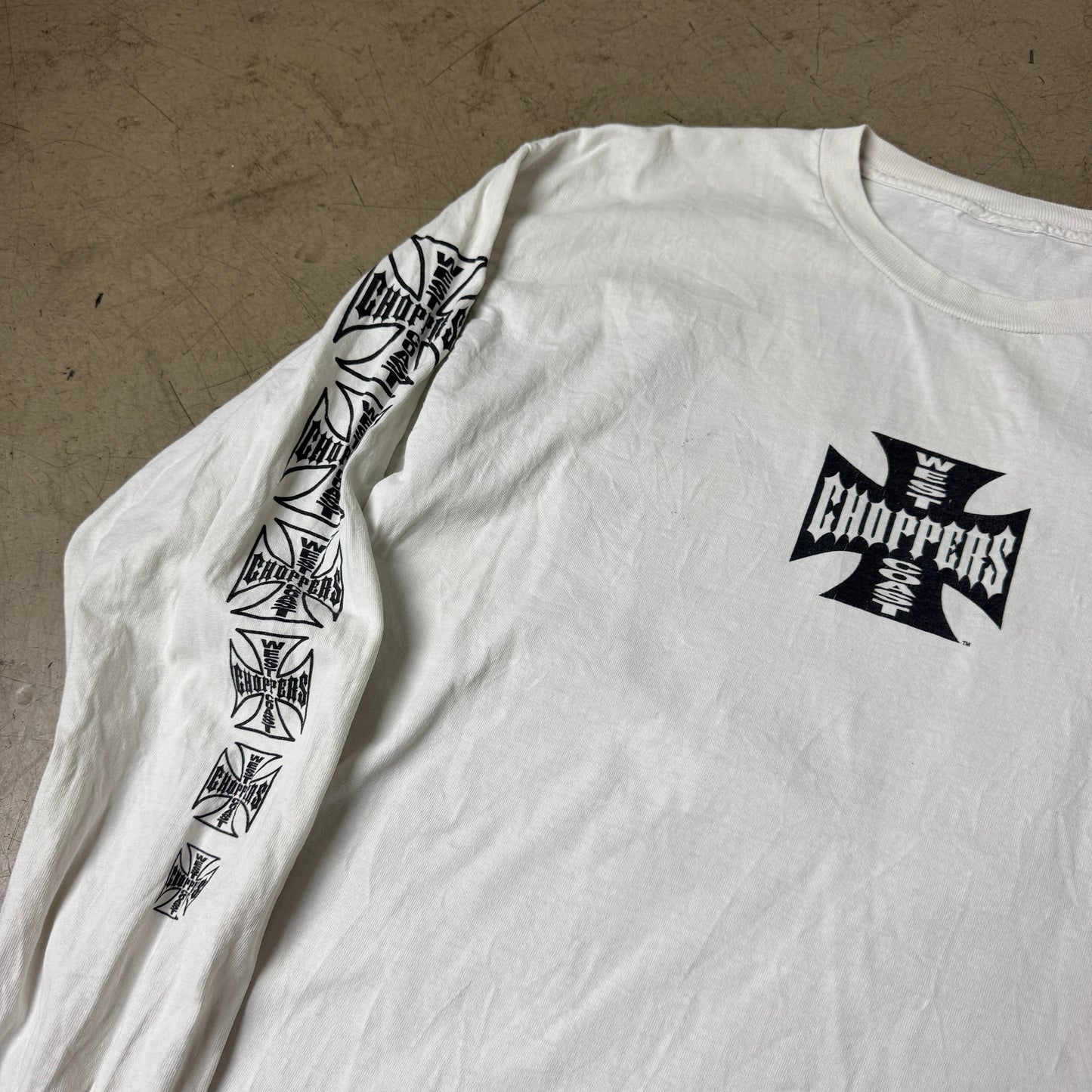 (L) Choppers Big Logo Longsleeve Shirt langarm weiß schwarz