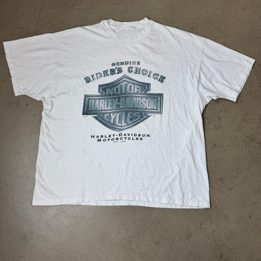(XL) 1990s Harley Davidson Italia Single Stitch Big Logo T-Shirt weiß