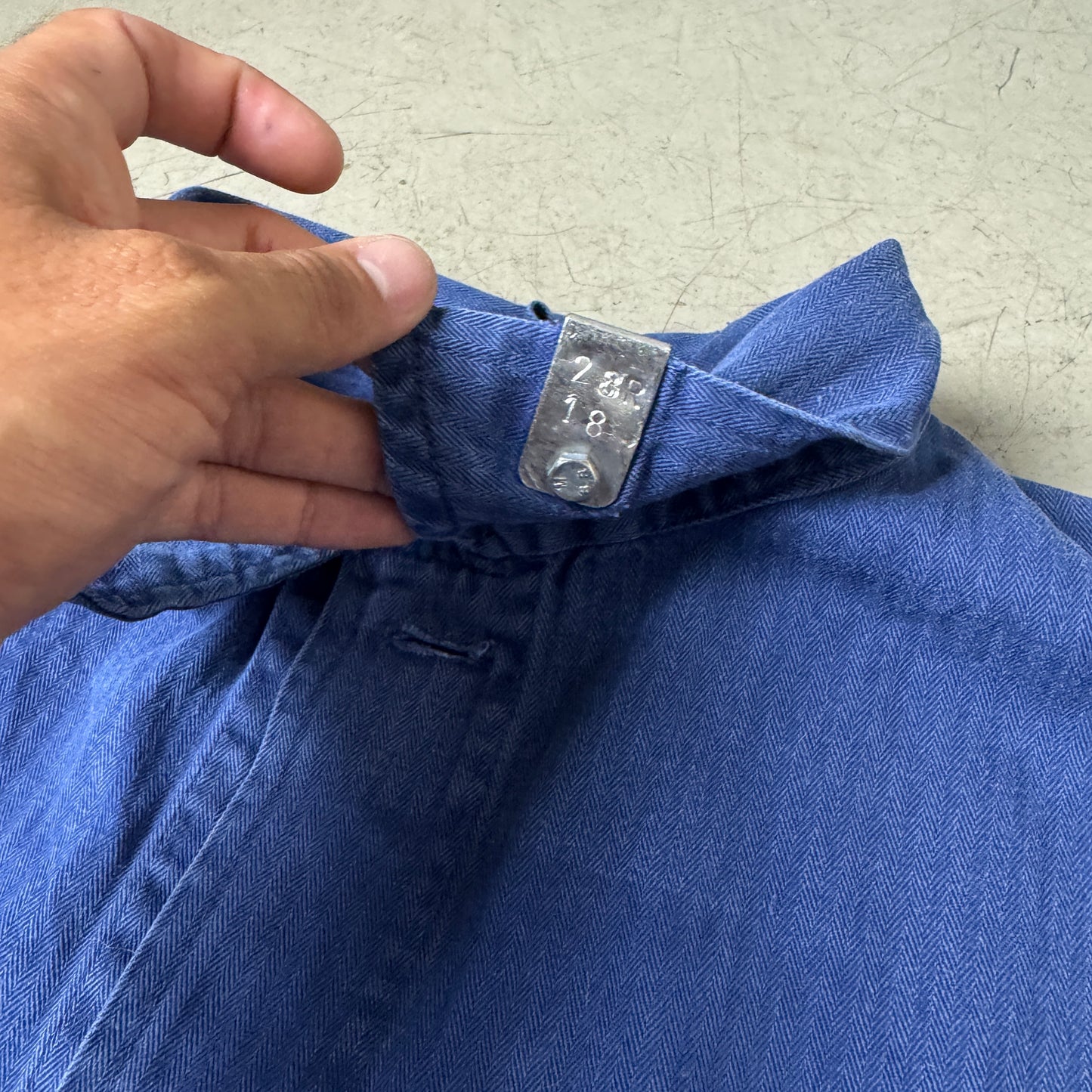 (XL) Metall Labeled French Work Shirt Faded Blau