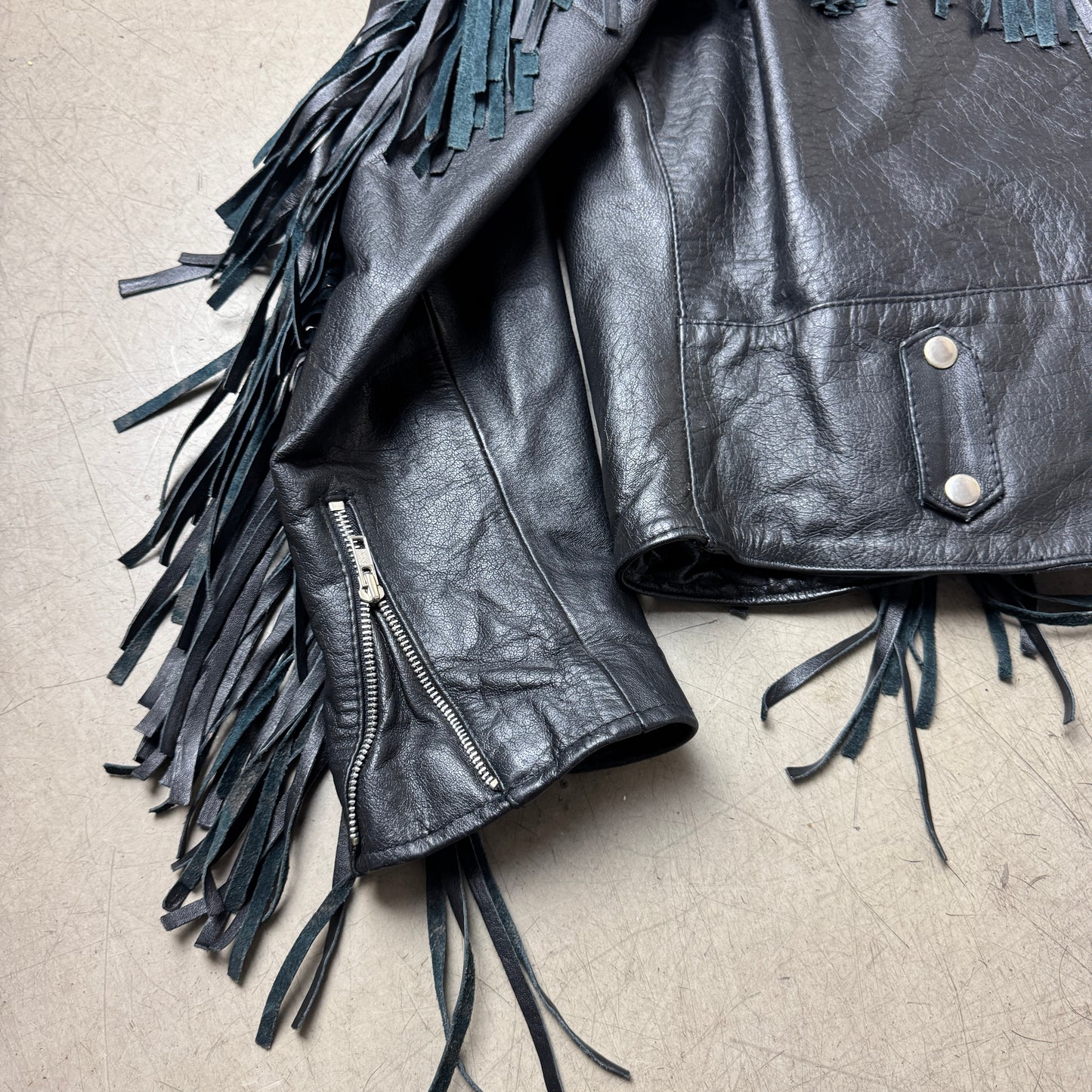 (L-XL) Western Biker Lederjacke schwarz