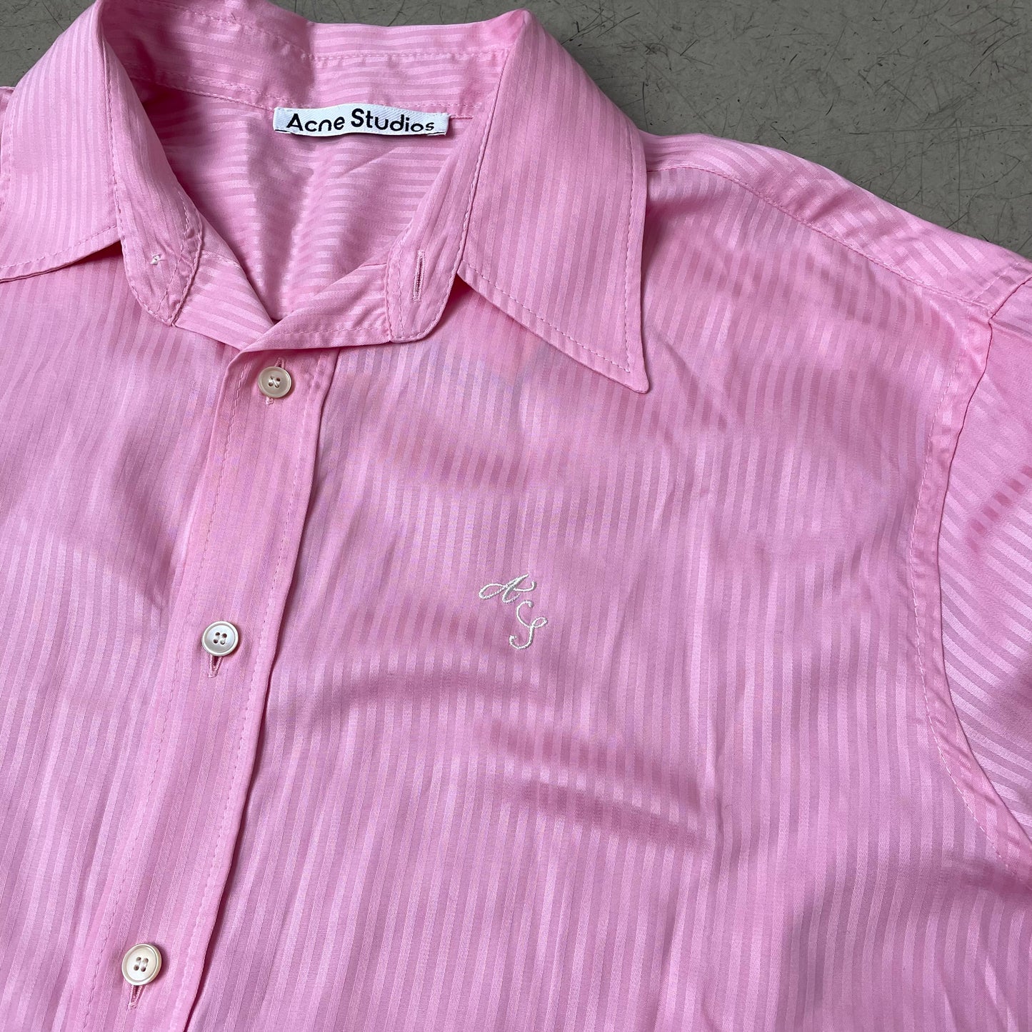 (L) Acne Studios Kurzarm Hemd pink rosa gestreift 46