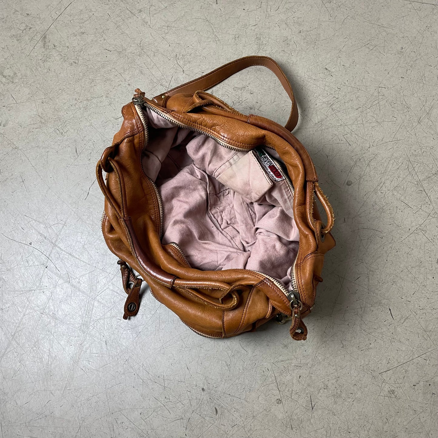 Leather Side Bag Leder Umhängetasche congnac braun
