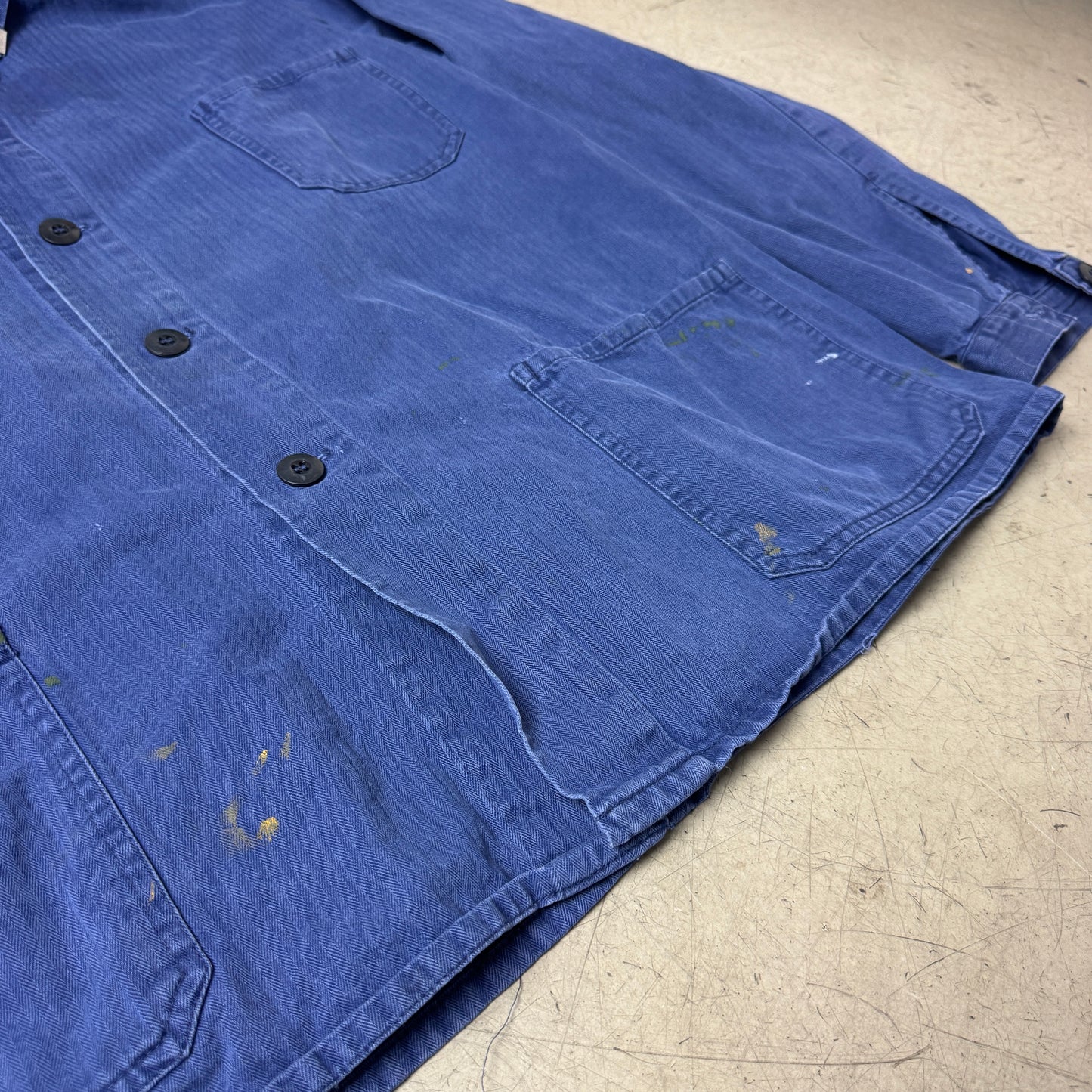 (XL) Metall Labeled French Work Shirt Faded Blau