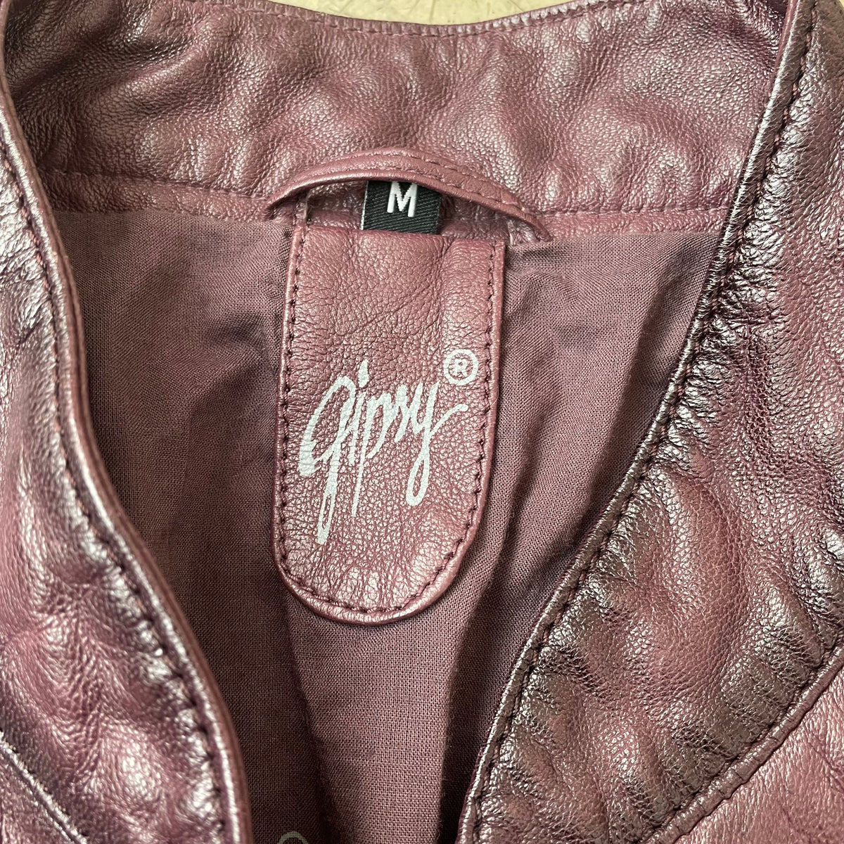 (M) Gipsy Racing Lederjacke Aubergine lila Damen Wmn