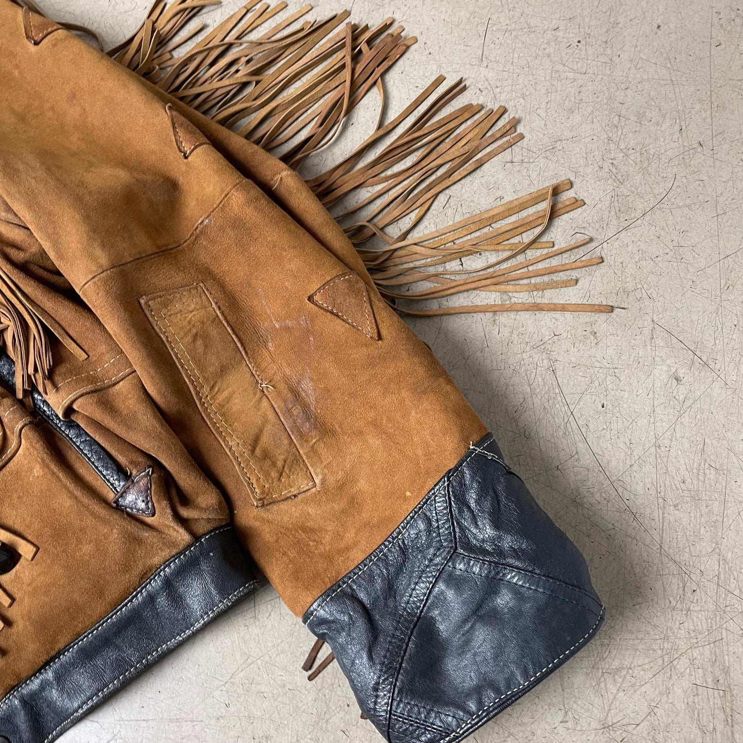 (M) Cowboy Western Wildleder Lederjacke braun schwarz