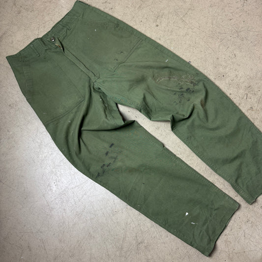 (L) US Army Front Pocket Utility Fatigue Pants olivgrün Repairs W34L33