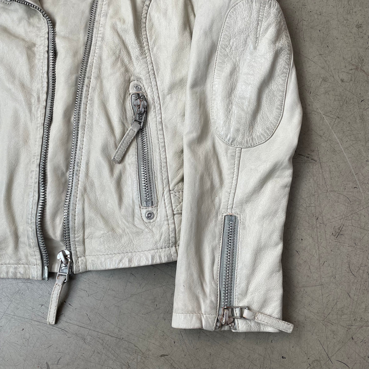 (M) Gipsy Lederjacke Biker Damen weiß