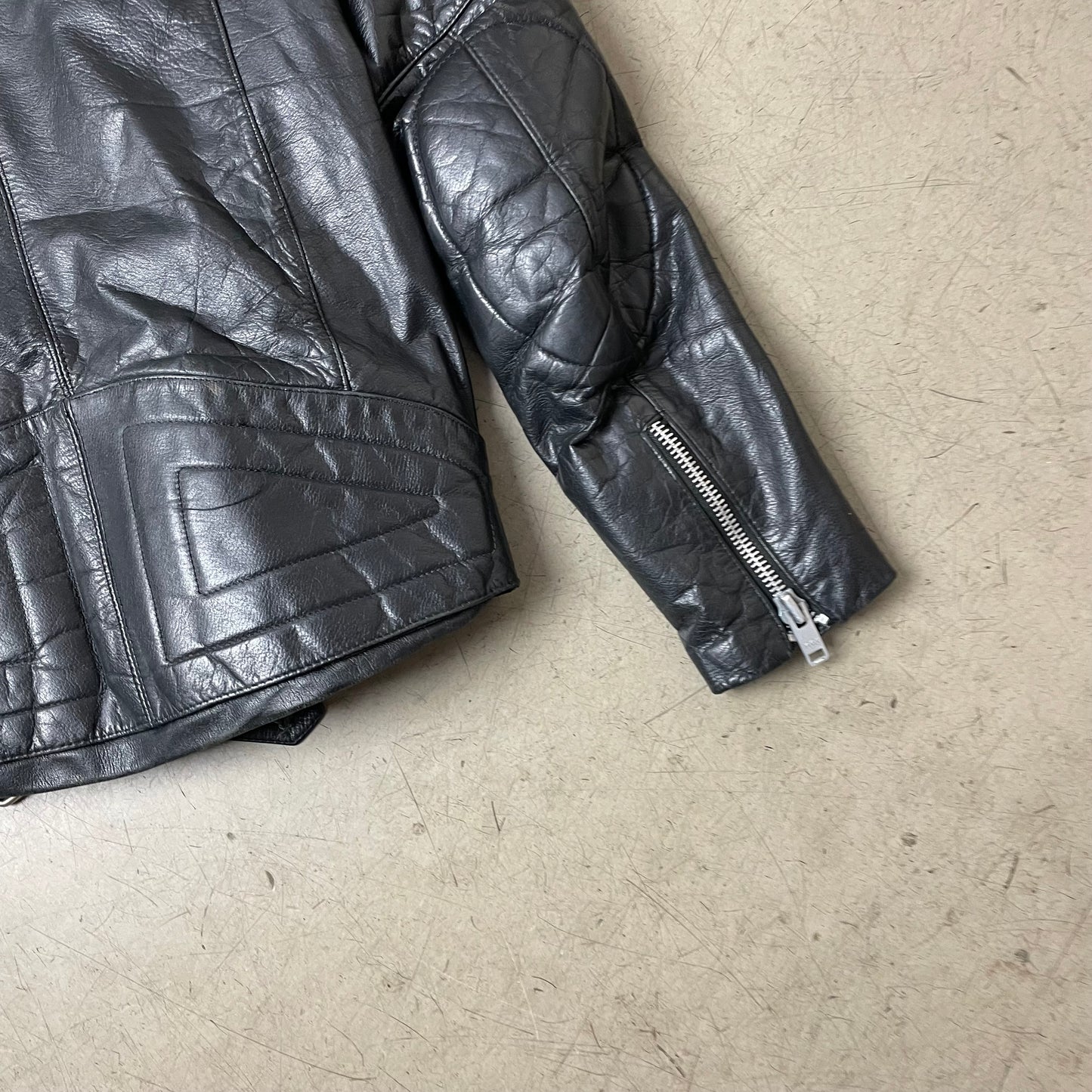 (M) Vintage Biker Lederjacke schwarz 50