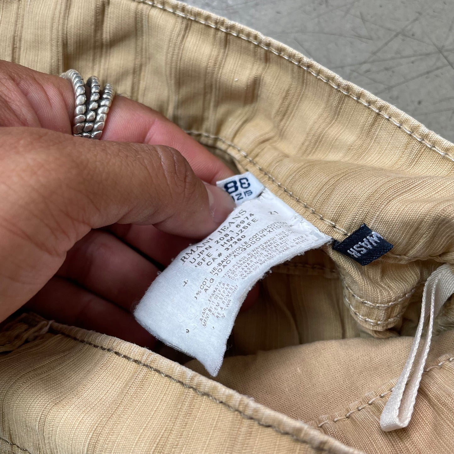 (XL) Vintage Armani Jeans Stoffhose beige Striped breit W38
