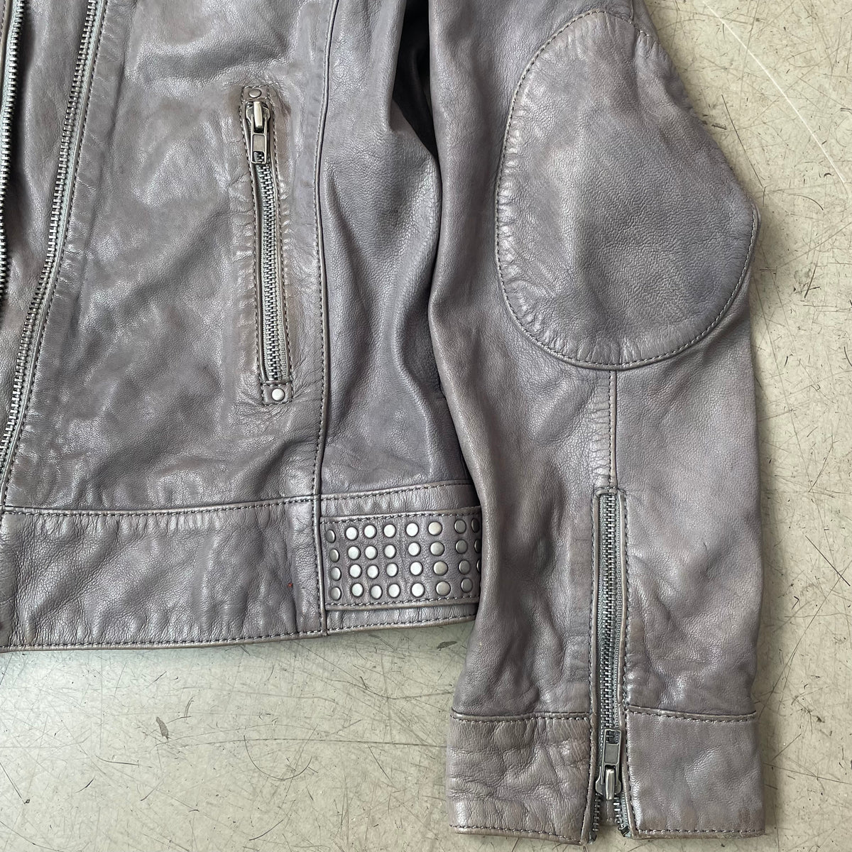 (L) Gipsy Biker Lederjacke grau Damen