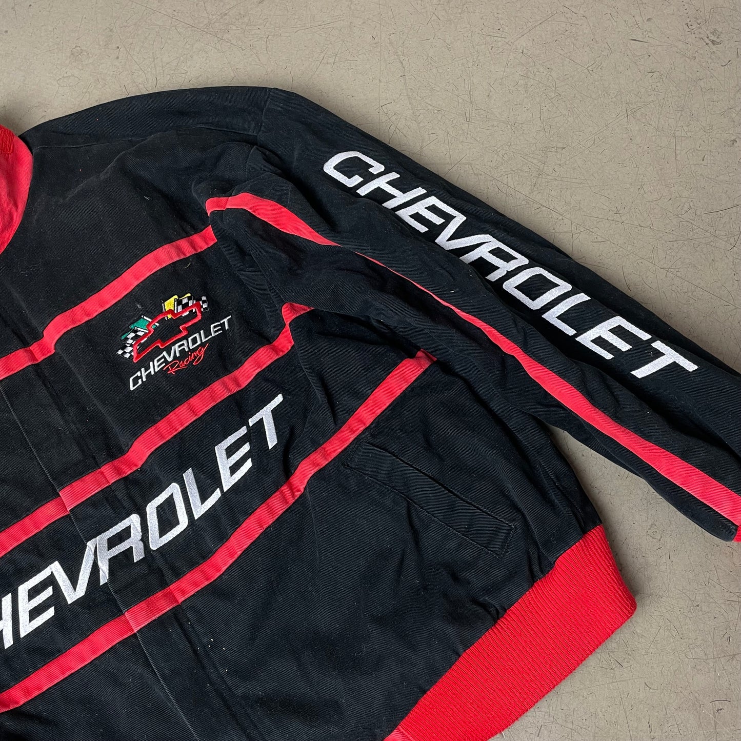 (L) Vintage Nascar Chevrolet Racing Jacke schwarz rot