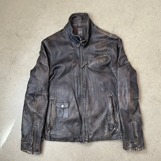 (L) 2000s Gipsy Lederjacke Faded braun slim fit Herren