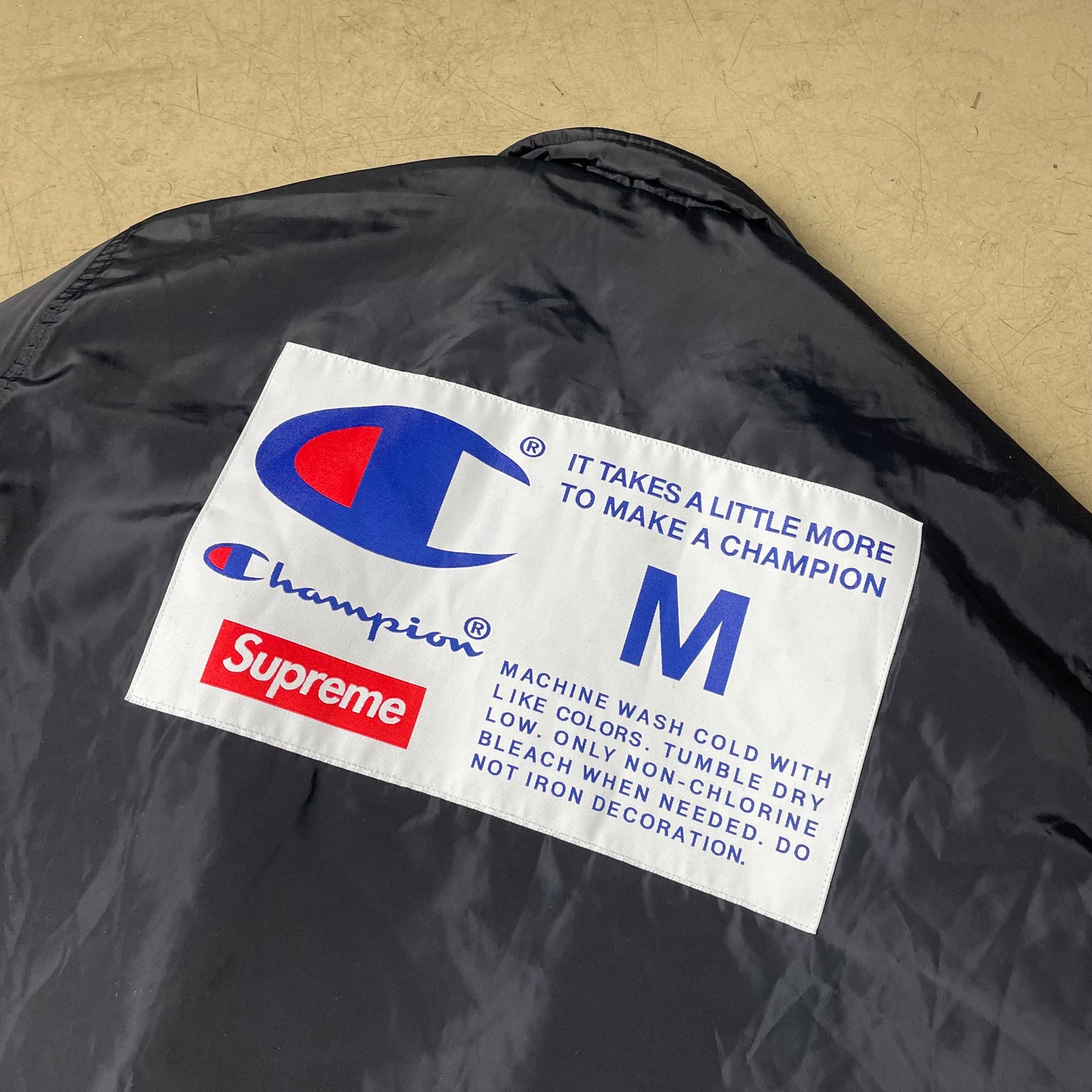(M) Supreme x Champion Windbreaker Harrington Jacke gefüttert schwarz
