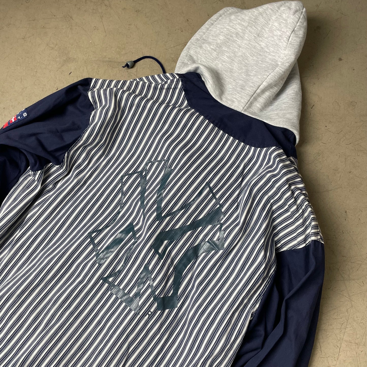 (XL) 1990s Twins Apparel NY Yankees Pin Striped Baseball Hoodie blau weiß