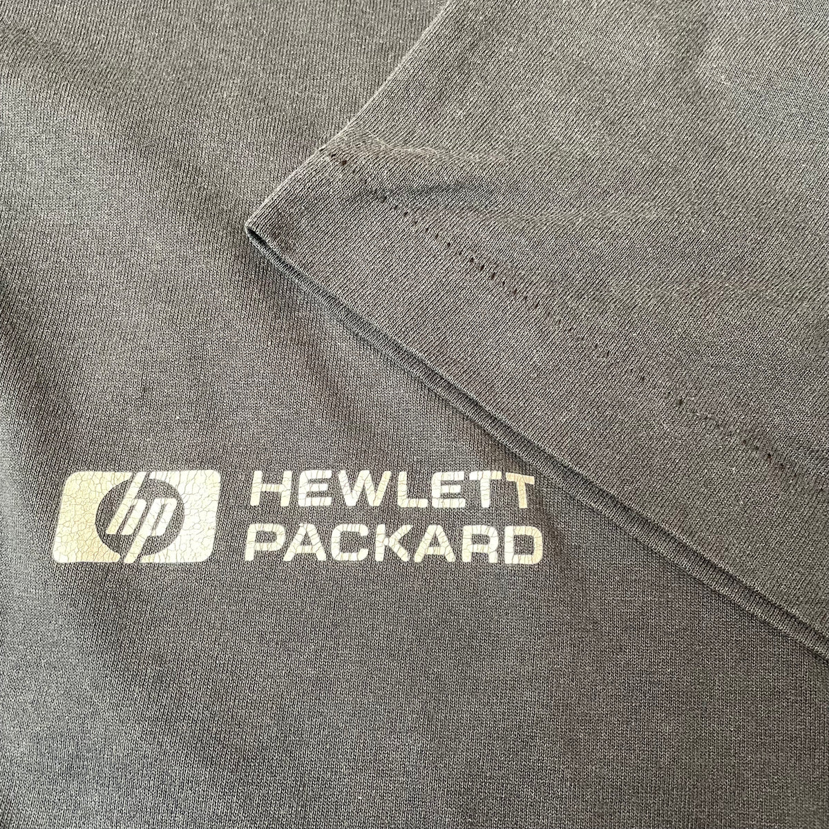 (XL) Vintage 1990s Hewlett Packard Print Tshirt Think Again schwarz Screenstars