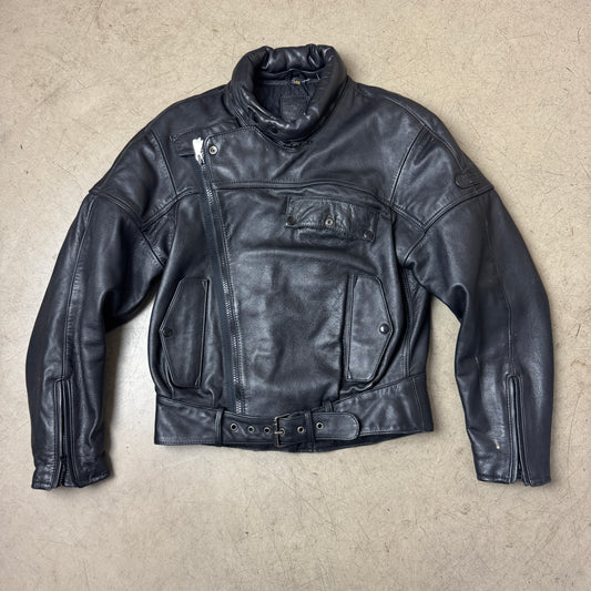 (M-L) Front Pocket Biker Lederjacke