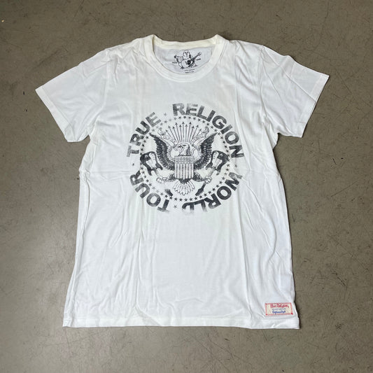 (M) True Religion World Tour Print Big Logo Tshirt weiß