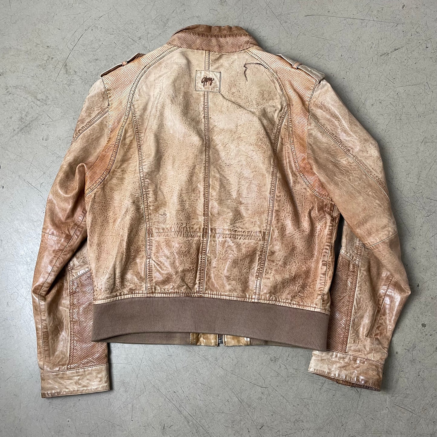 (M) Faded Repaired Gipsy Lederjacke braun Creme