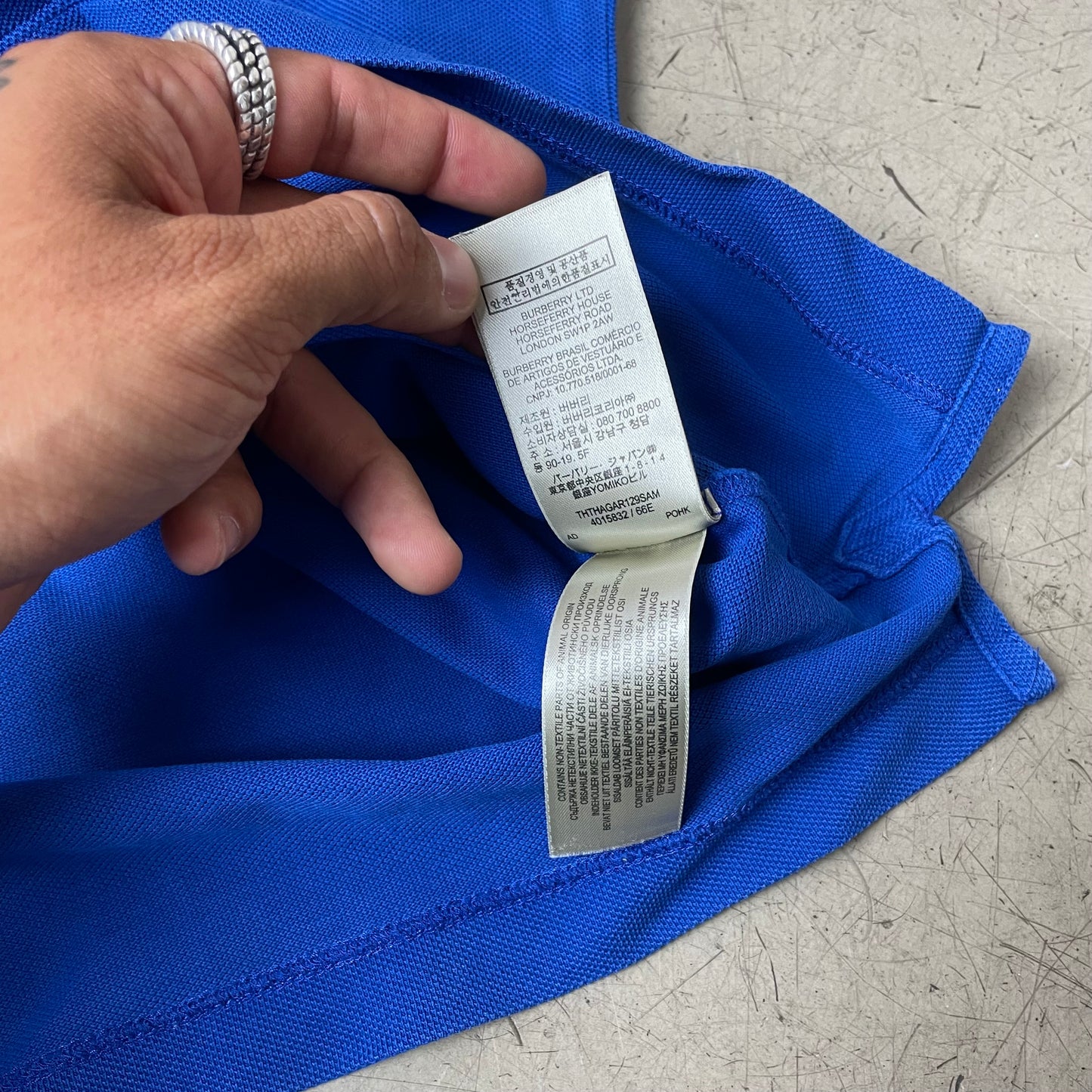 (XL) Burberry Polo Tshirt blau Logo Stick
