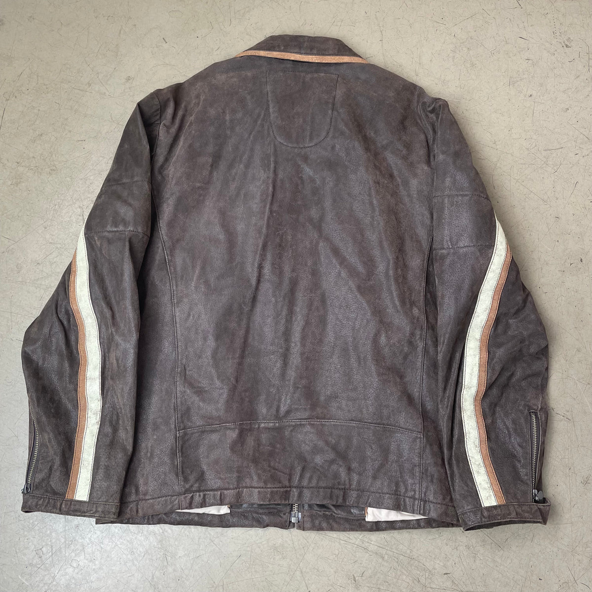 (L) Lederjacke Racing braun creme