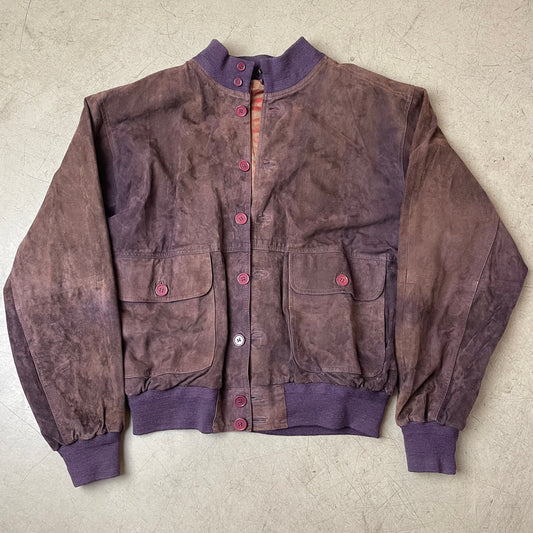 (L) Wildleder Jacke Bomberjacke Faded braun lila 54