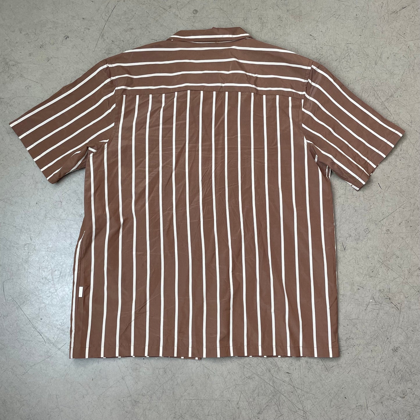 (L) Aime Leon Dore Kurzarm Hemd Shirt gestreift braun weiß