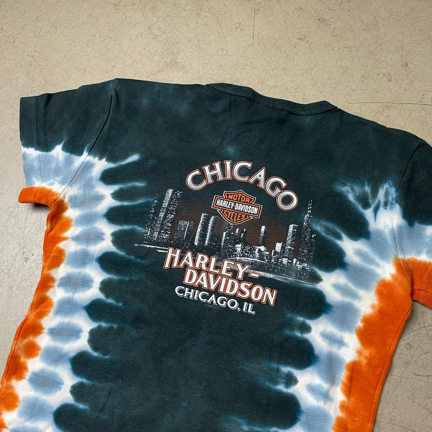 (M) 2000s Harley Davidson Tie Dye Tshirt Wmn blau orange Chicago