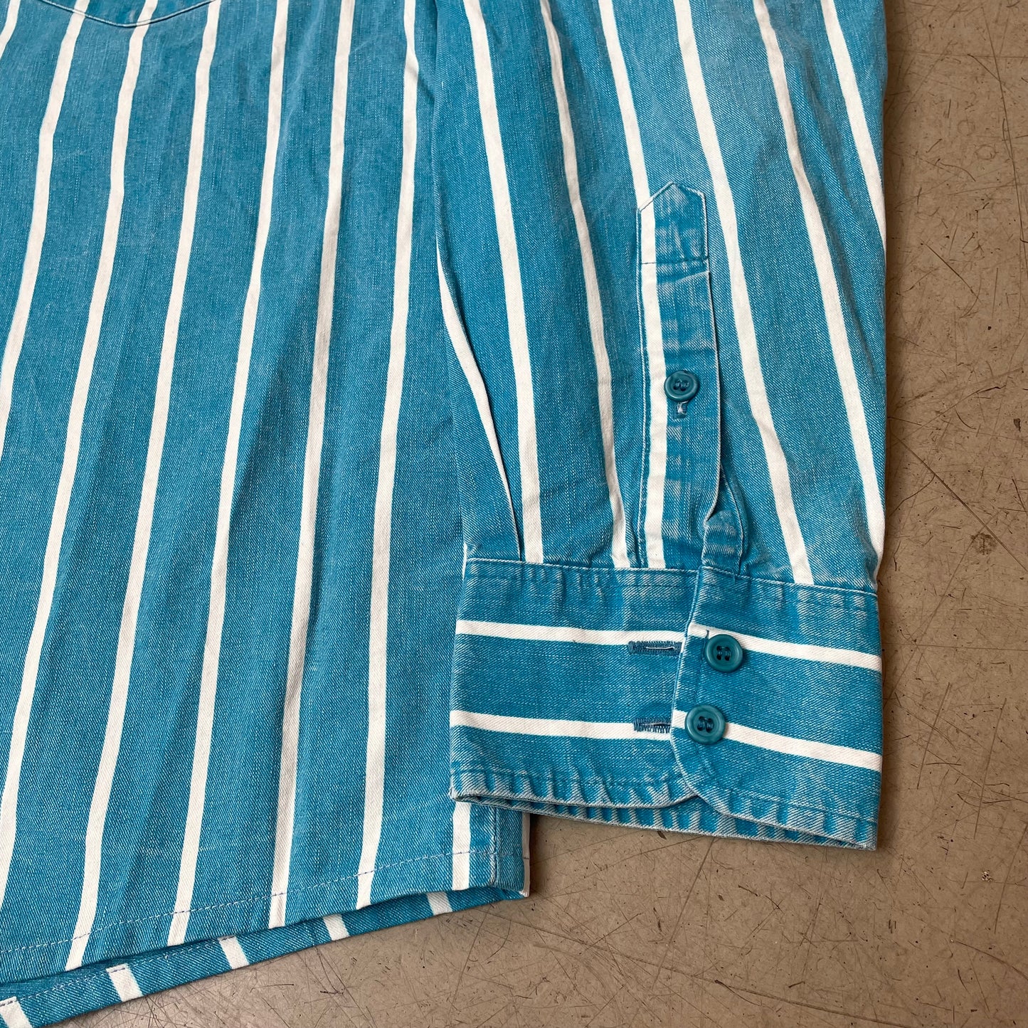 (M-L) Wrangler Pin Striped Shirt Hemd petrol Türkis 34
