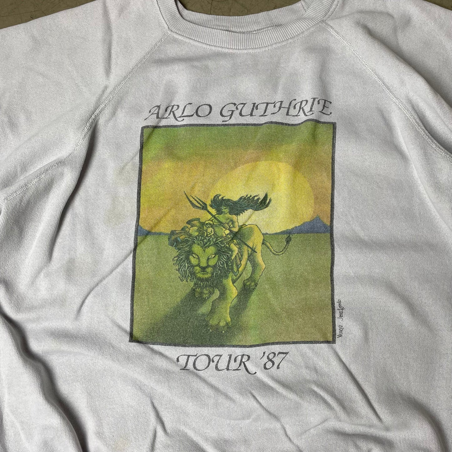 (L) 1987 Vintage Arlo Guthrie Tour Band Shirt „Alice‘s Restaurant Massacree“