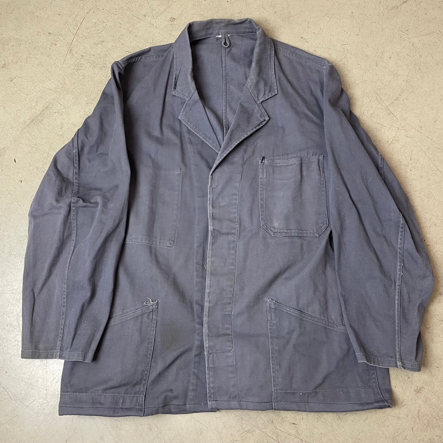 (XL) Vintage French Euro Chore Workwear Shirt Reverskragen grau