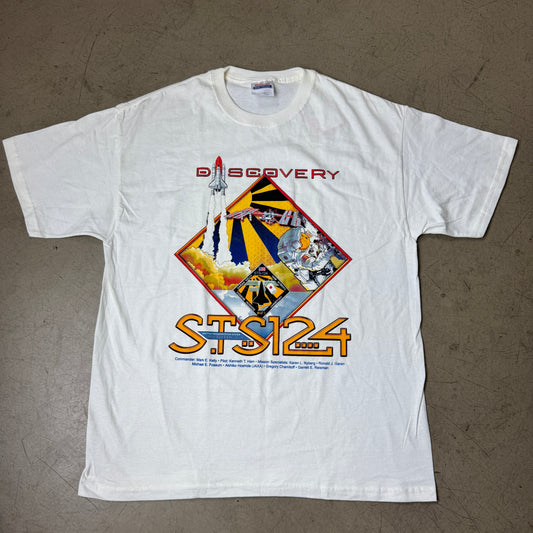 (L) Discovery Rocket S.TS124 Print Tshirt weiß Hanes Heavyweight