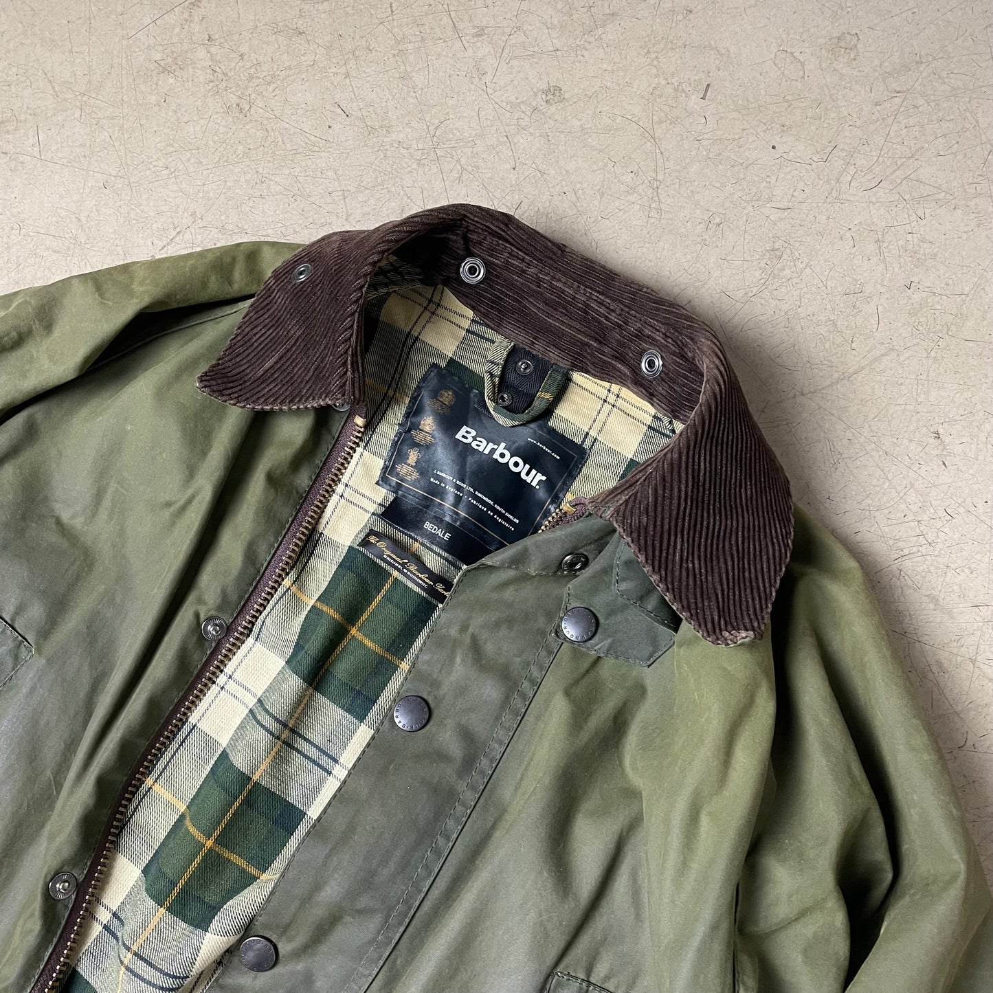 (M) Barbour Bedale Waxed Jacket A320 olive grün