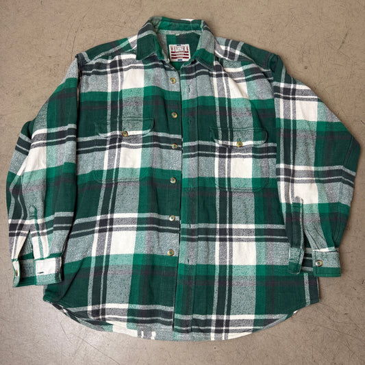 (L) Vintage Flanellhemd Webster‘s kariert weiß grün