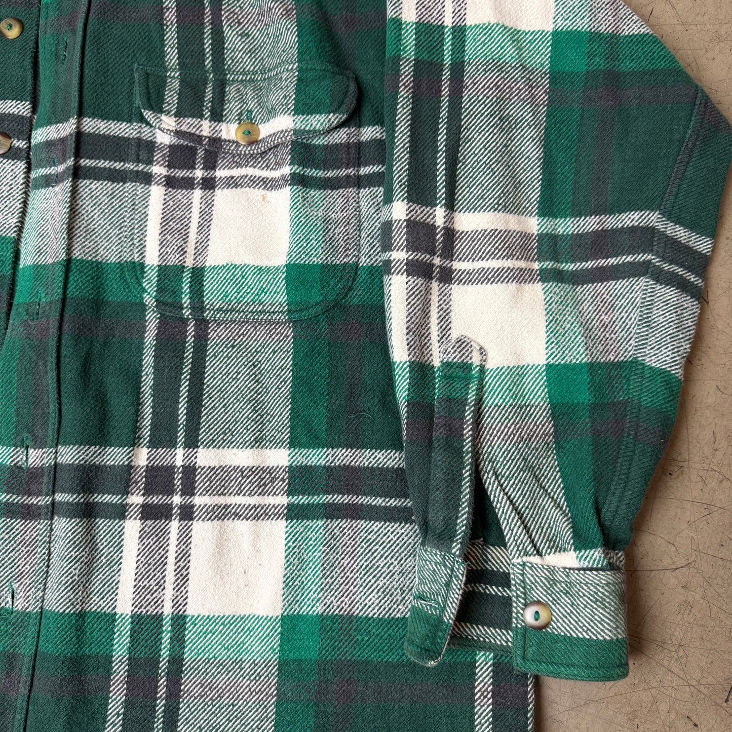 (L) Vintage Flanellhemd Webster‘s kariert weiß grün