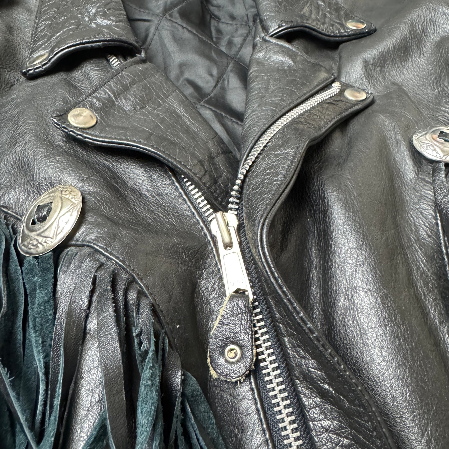 (L-XL) Western Biker Lederjacke schwarz