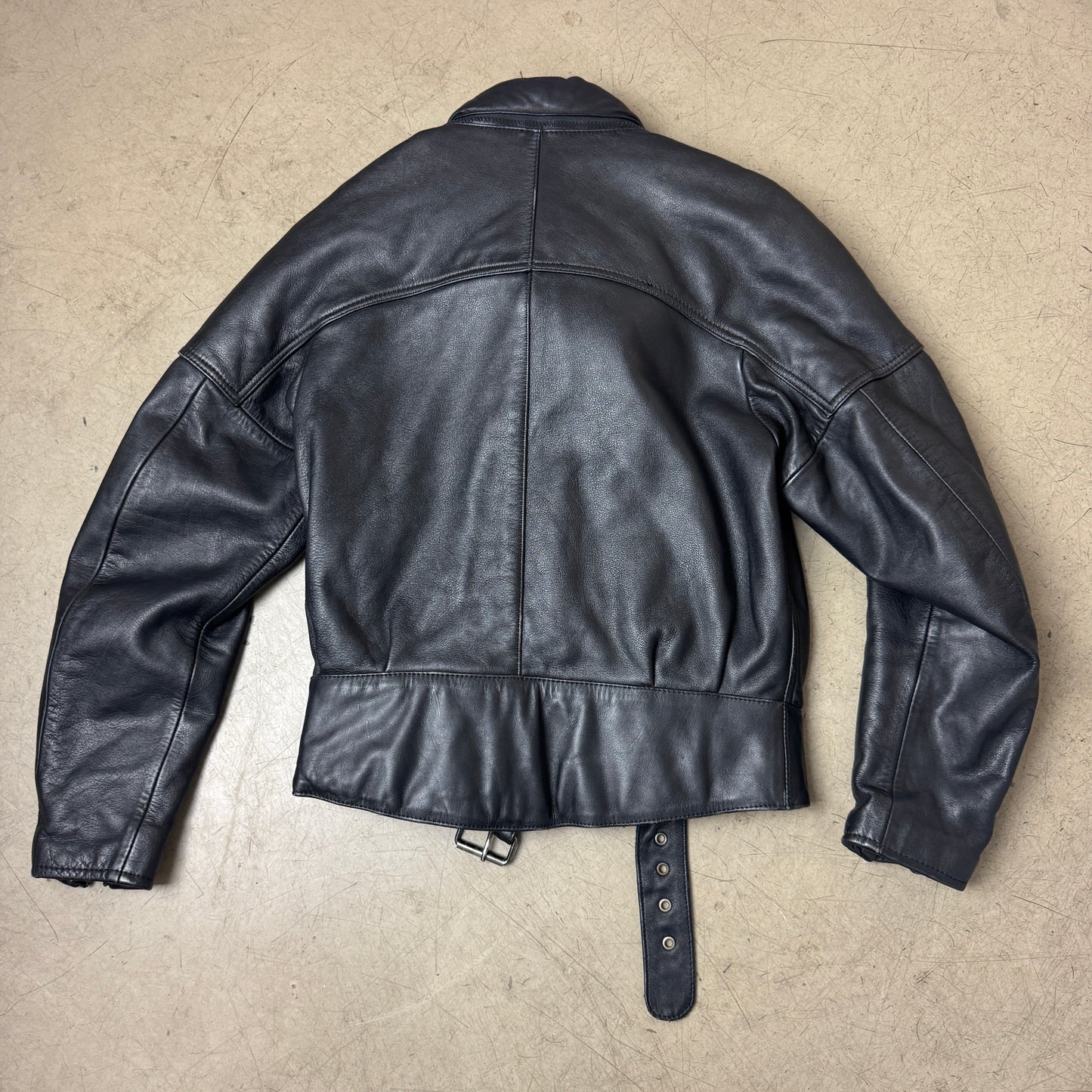 (M-L) Front Pocket Biker Lederjacke