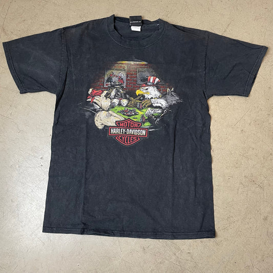 (M) 2017 Harley Davidson Cherokee Tshirt faded schwarz