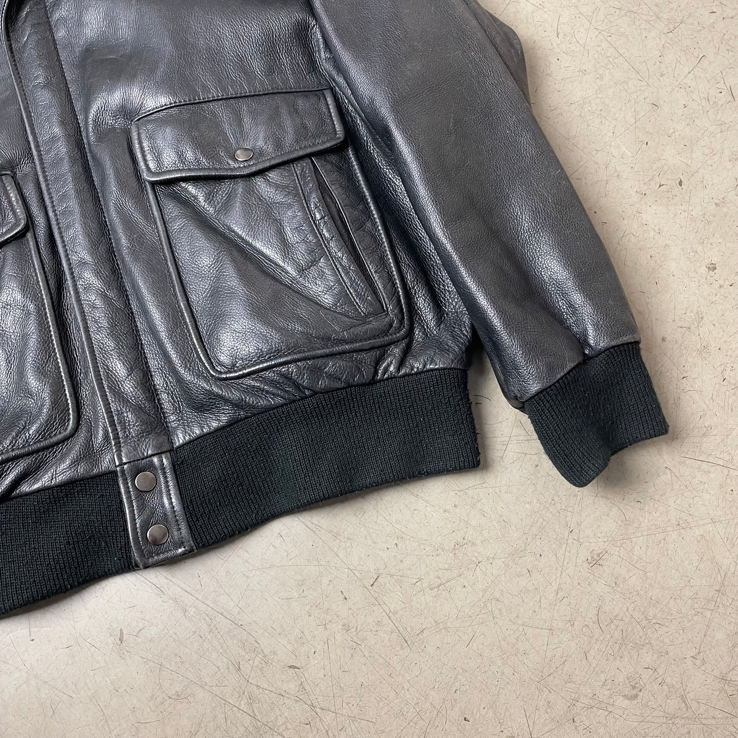 (L) Vintage Mauritius Lederjacke schwarz