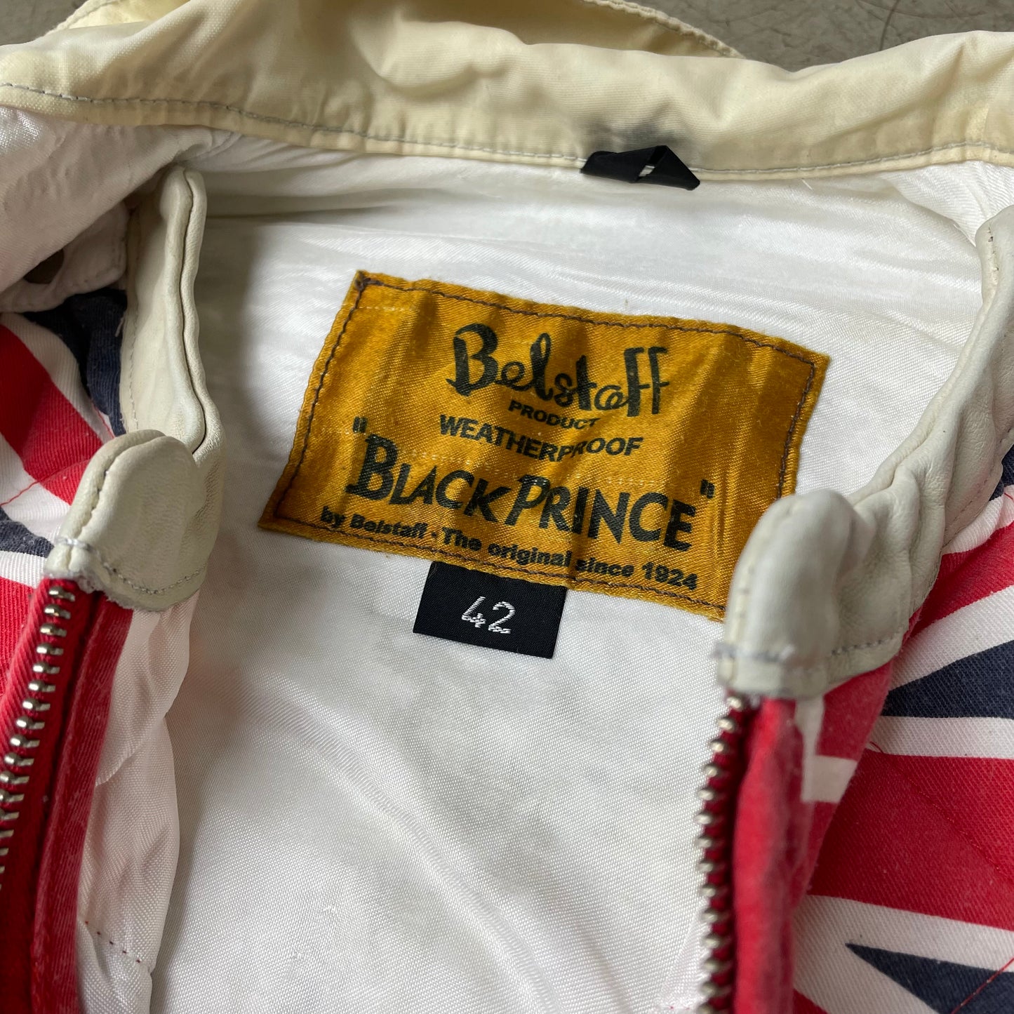 (M) Vintage Belstaff Black Prince Jacke beige Creme sz 42